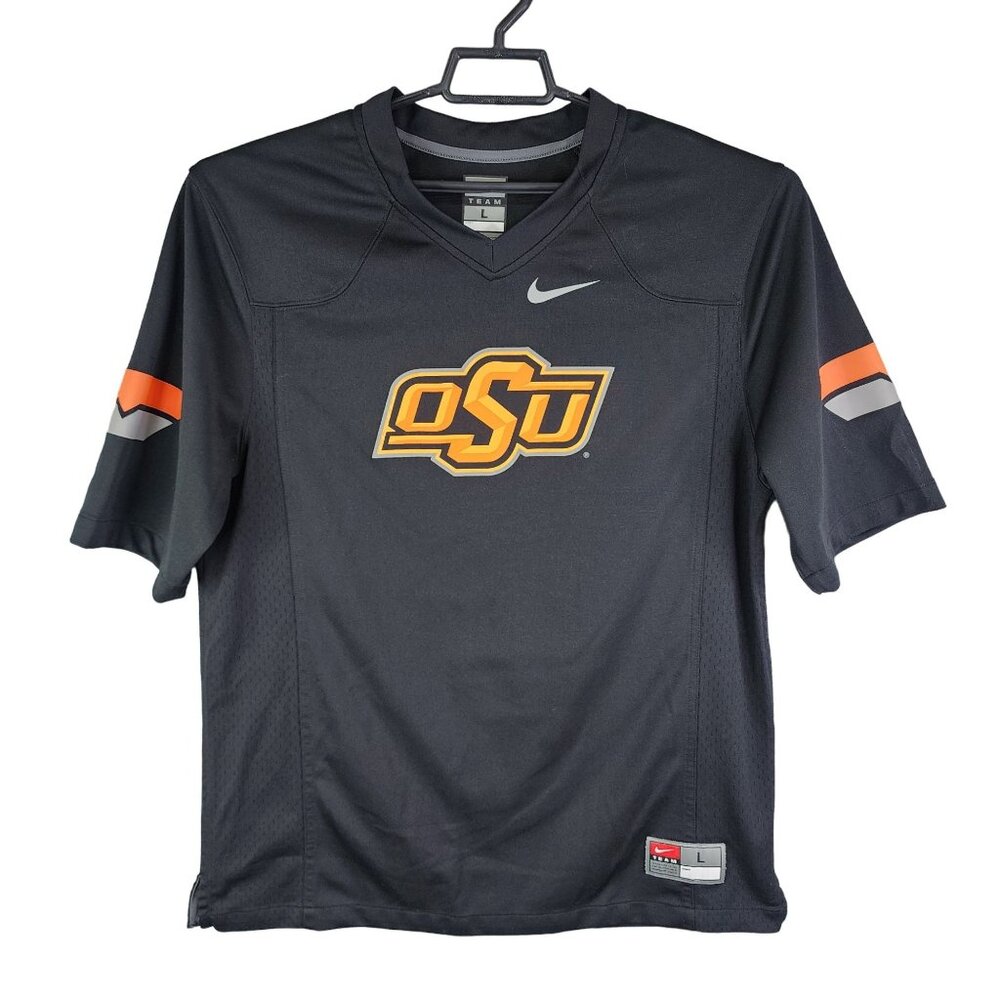 Mens Black Nike Team Jersey Shirt Oklahoma State Cowboys Short Sleeve Size L